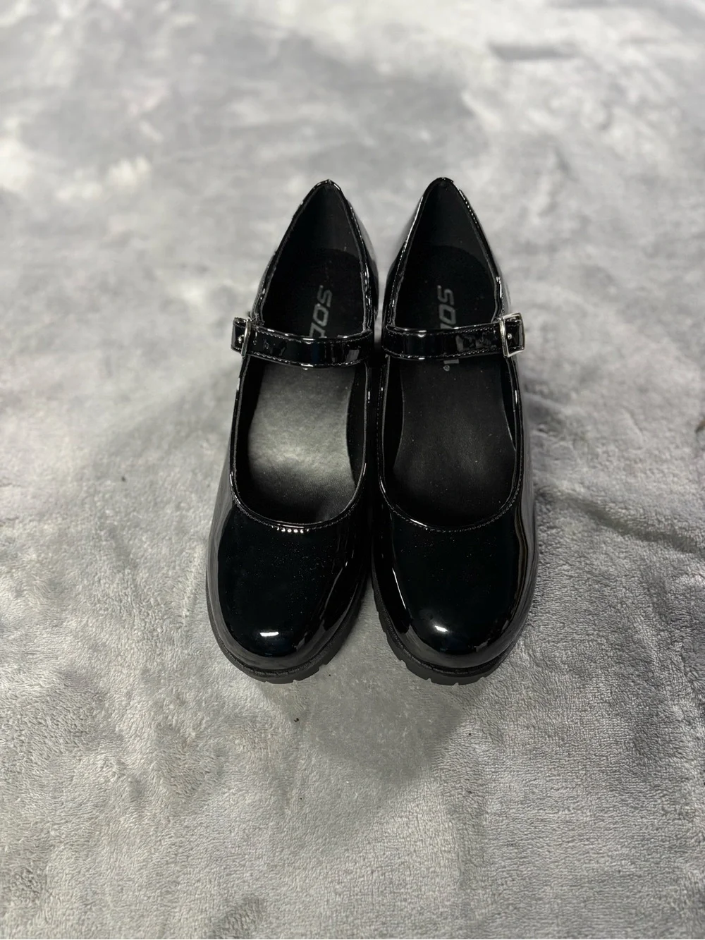 Soda Black Patent Mary Jane Strap Shoes